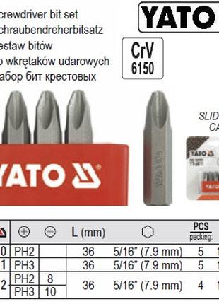 Набор насадки викруткови YATO ударни 5/16" l=36 мм 4 штуки YT-...