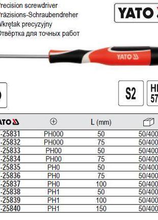 Отвертка YATO Польща викрутка мини PHILIPS PH0 l=50 мм YT-25835
