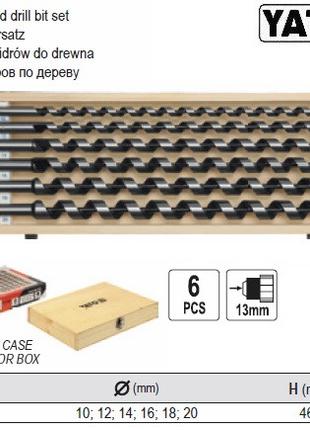 Набор сверло спиральное YATO Польща дерево Ø=10-20 мм l=460 мм...
