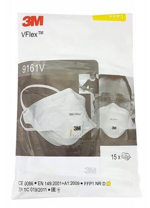 Респиратор маска FFP1 VFlex 3M 9161E с клапаном 15 штук в упак