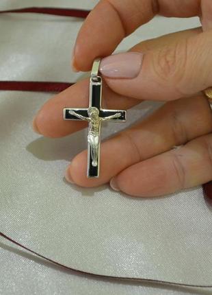 Крест серебряный с эмалью