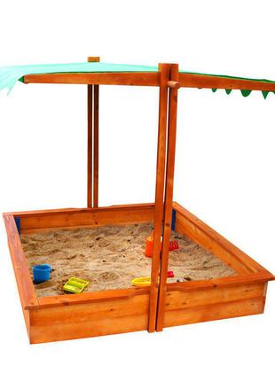 Детская деревянная песочница с навесом ТМ Sportbaby, размер 1,...
