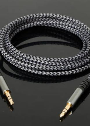 Нейлоновый аудио кабель удлинитель AUX аукс 3.5мм для наушнико...