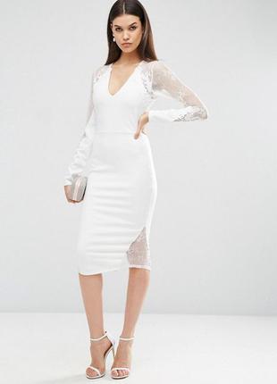 Белоснежное платье asos с ажурными вставками