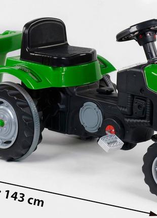 Детский трактор на педалях Pilsan с прицепом (зеленый цвет)