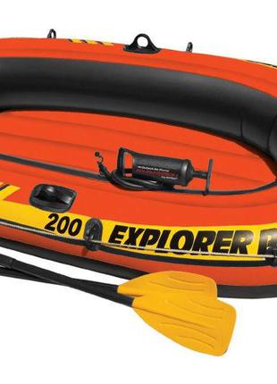 Лодка надувная Intex 58357 Explorer 200 Pro с веслами двухмесная