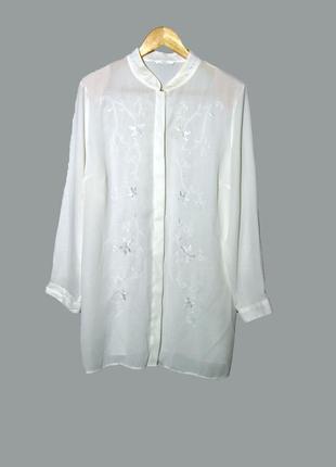 Шифоновая блуза -рубашка с вышивкой