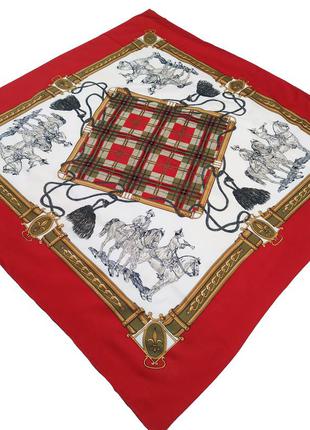 Винтажный красный платок в стиле hermes, каре (84×84)