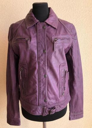 Фиолетовая, кожаная куртка oakwood