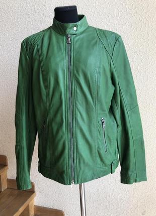 Кожаная куртка от бренда david moore, зеленая  в идеальном сос...