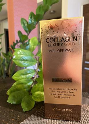 Маска -пленка 3w clinic collagen luxury gold peel off pack