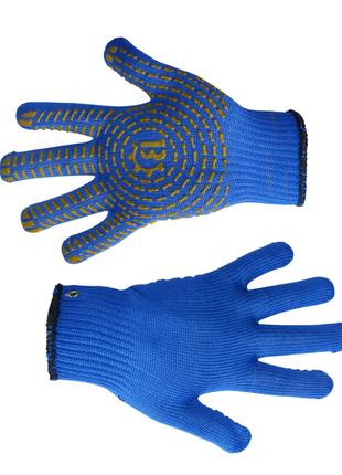 Перчатки рабочие Украина вязанные синие с ПВХ размер L (16-030-1)
