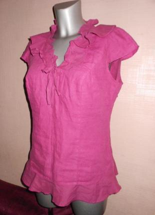 14/46-48/m-l per una розовая рубашка, блуза натуральный лен,ль...