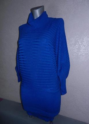 Oodji.синяя туника,свитер цвета индиго,летучая мышь 36/xs