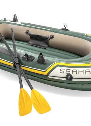 Надувная двухместная лодка Интекс SeaHawk 2 с веслами, насосом...