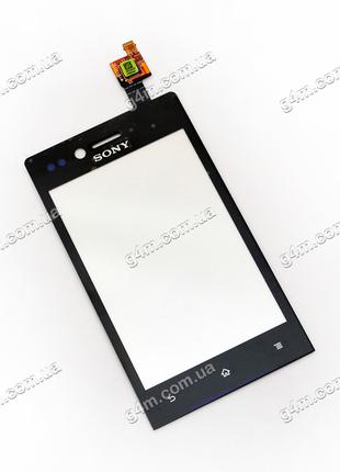 Тачскрин для Sony ST23i Xperia miro черный с клейкой лентой