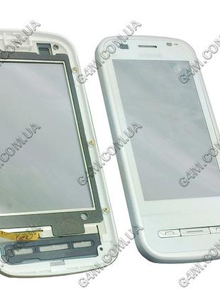 Тачскрин для Nokia C6-00 белый с рамкой