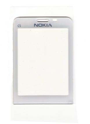 Стекло на корпус Nokia C5-00 белое с клейкой лентой