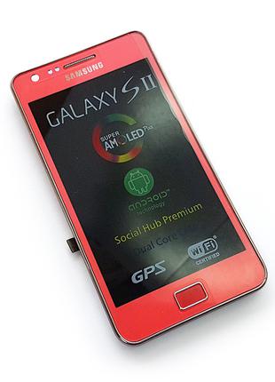 Дисплей Samsung i9100 Galaxy SII розовый с тачскрином и рамкой...