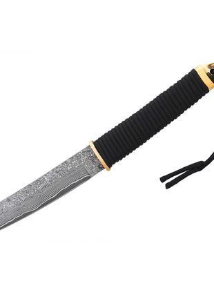 Фиксированный нож танто с клинком из дамасской стали