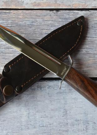 Охотничий нож Финка, с кожаным чехлом в комплекте, отличный по...