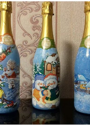 Украшение бутылки Подарок Декупаж