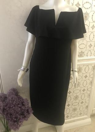 Стильное чёрное платье с воланом shein