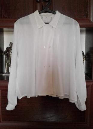 Короткая белоснежная блузка ,рубашка с длинным рукавом батал и...