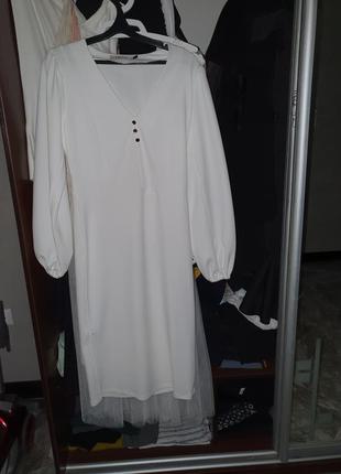 Платье белое нарядное 2 шт розмер м