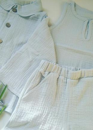 Рубашка, майка, шорты, штанишки из муслина 80рост