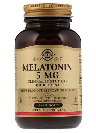 Мелатонин 5 мг, Solgar, 120 жевательных таблеток