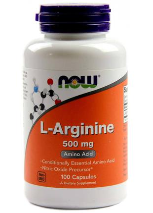 L-Аргінін, L-Arginine, Now Foods, 500 мг, 100 капсул