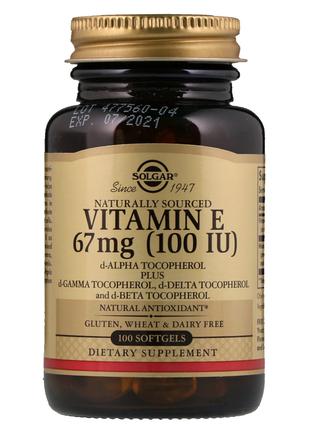 Витамин Е, 67 мг (100 IU), d-Alpha Tocopherol & Mixed Tocopher...