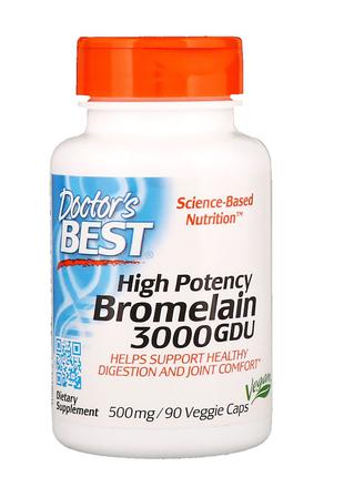 Бромелайн Высокой Эффективности,3000 GDU, 500 мг, Doctor's Bes...