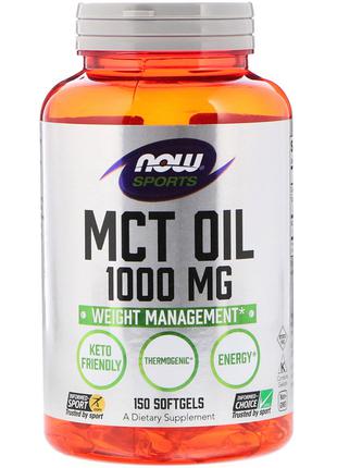 Масло МСТ, MCT Oil, Now Foods, 1000 мг, 150 желатиновых капсул