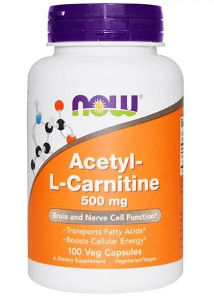 Ацетил-L Карнітин, Acetyl-L Carnitine, Now Foods, 500 мг, 100 ...