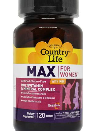 Мультивитамины и Минералы для Женщин, Max for Women, Country L...