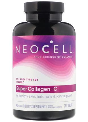 Коллаген + Витамин С, Тип 1&3, NeoCell, 250 таблеток