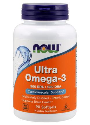 Ультра Омега-3, Ultra Omega-3, Now Foods, 90 желатиновых капсул