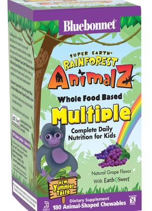 Мультивитамины для Детей, Виноград, Rainforest Animalz, Bluebo...