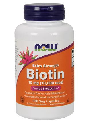 Биотин (В7) 10000 мкг, Now Foods, 120 вегетарианских капсул