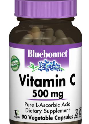 Витамин С 500мг, Bluebonnet Nutrition, 90 вегетарианских капсул