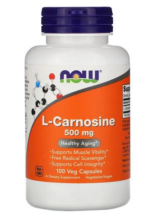 L-карнозин, L-Carnosine, Now Foods, 500 мг, 100 вегетаріанськи...