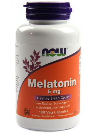 Мелатонин, Melatonin, Now Foods, 5мг, 180 капсул
