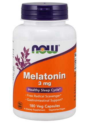 Мелатонин 3 мг, Now Foods, 180 вегетарианских капсул
