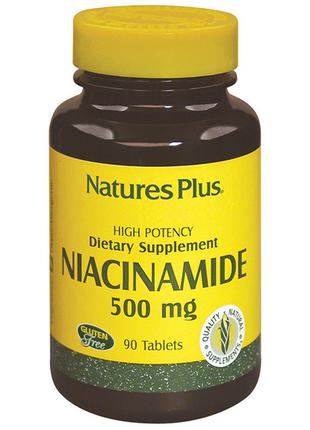 Ниацинамид (В3), Niacinamide, 500 мг, Natures Plus, 90 таблеток