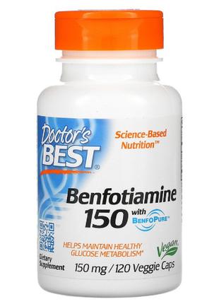 Бенфотіамін, Benfotiamine 150, Doctor's Best, 150 мг, 120 капсул