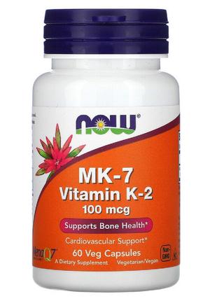 Вітамін К-2, K-2 (MK7), Now Foods, 100 мкг, 60 капсул вегетарі...