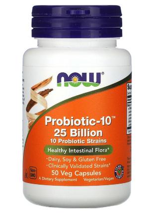 Пробиотики Для Пищеварения, Probiotic-10, 25 Billion, Now Food...