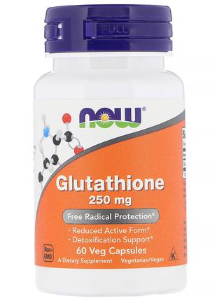Глутатіон, Glutathione, Now Foods, 250 мг, 60 вегетаріанських ...